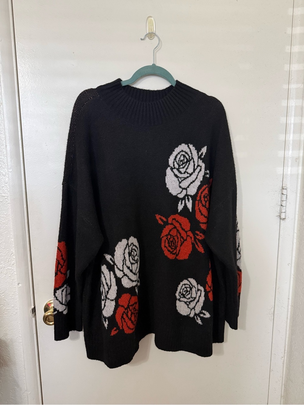 Torrid - Deep Black Winter Roses Turtleneck Sweater